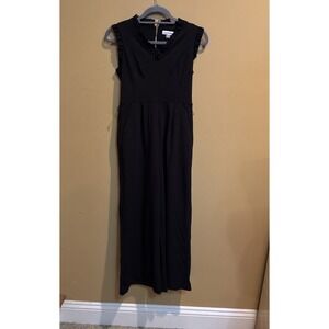 CALVIN KLEIN RUFFLE V-NECK BLACK JUMPSUIT WIDE -LEGS SIZE‎ 2